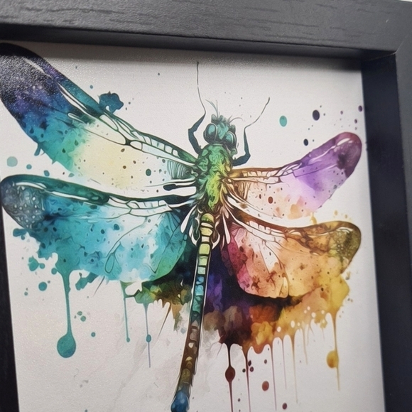 Dragonfly Watercolor Oil Painting Hanging Framed Art Print - Picture 5 of 7